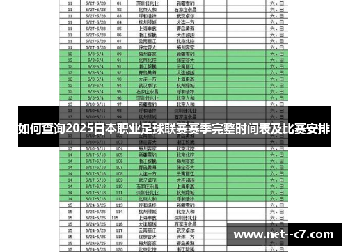 如何查询2025日本职业足球联赛赛季完整时间表及比赛安排